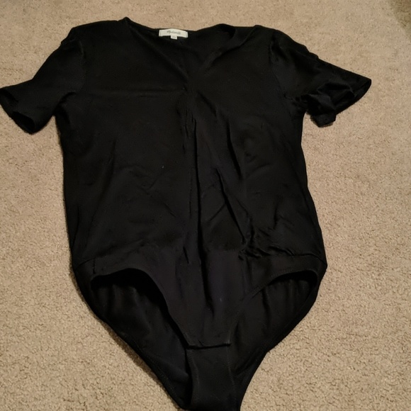 Madewell Faux Wrap Bodysuit in Black - Picture 2 of 4